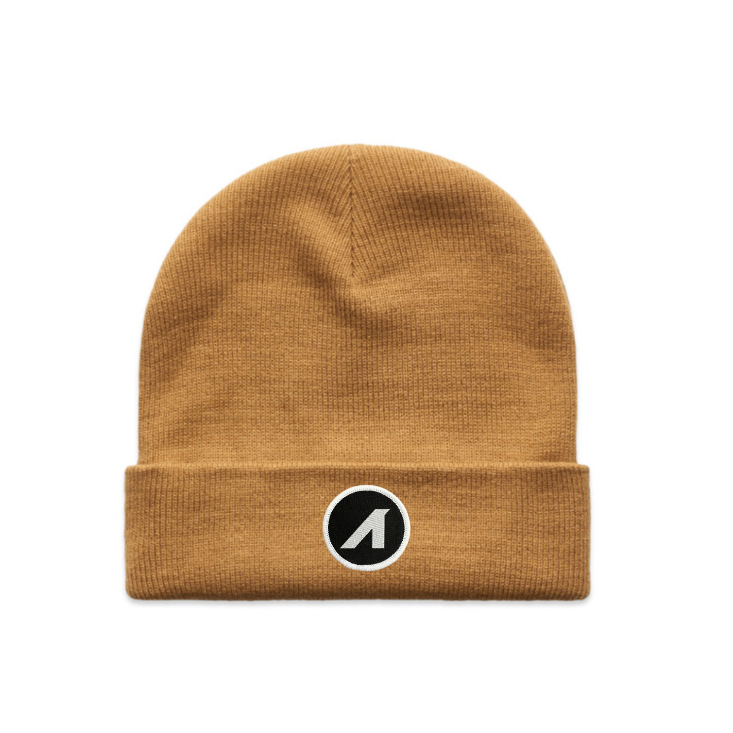 “A is for ANY” Patched Cuff Beanie (Camel)