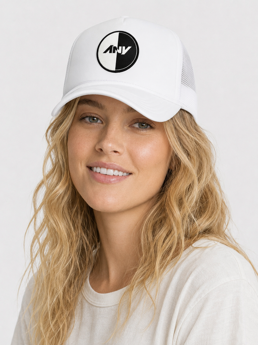 “Duality” Patched Frame Foam Trucker (White)