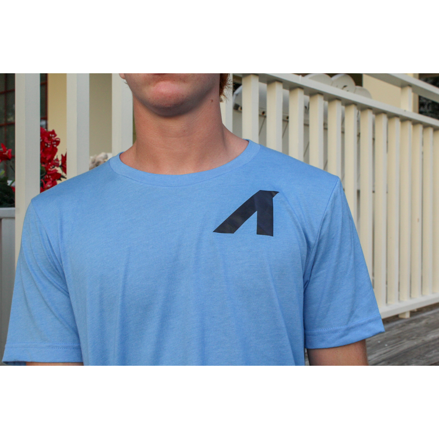 "A is for ANY" Unisex CVC Heather Short Sleeve Tee (Carolina Blue)