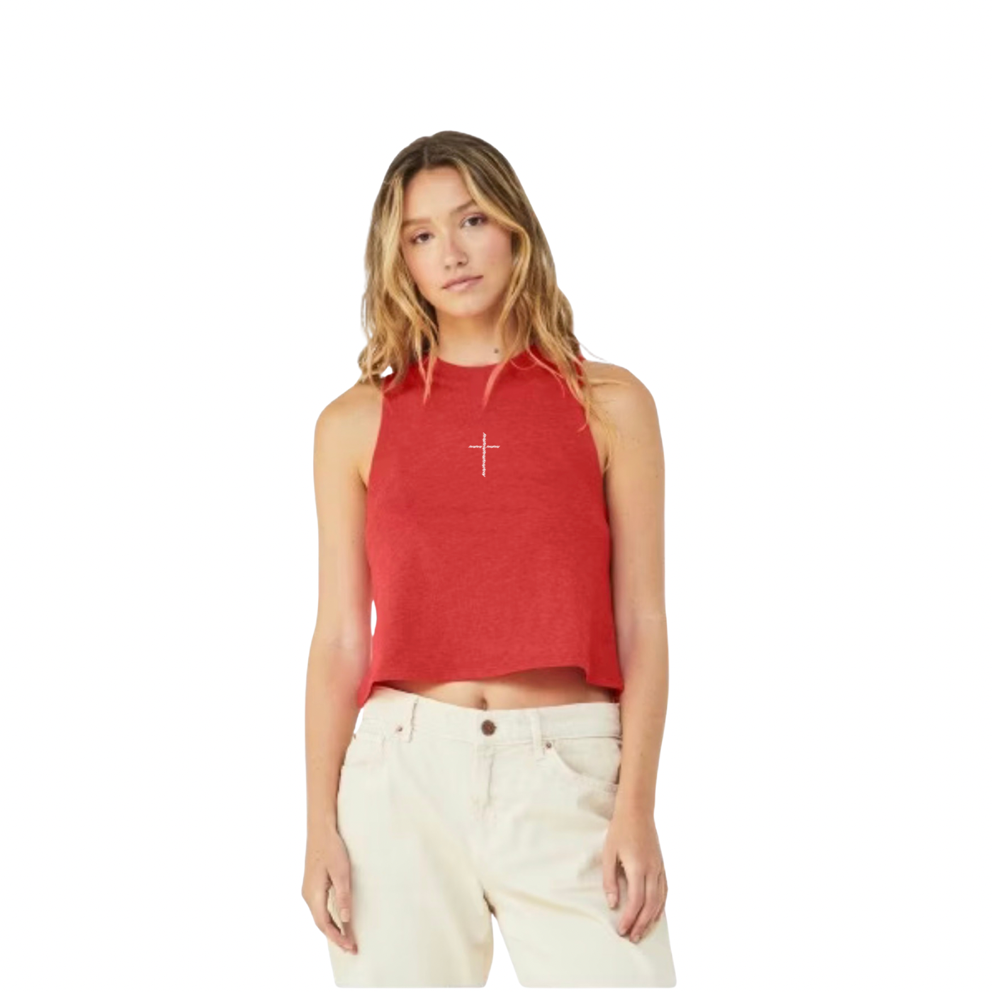 Wo's "ANY Cross" Racerback Cropped Tank (Heather Red)