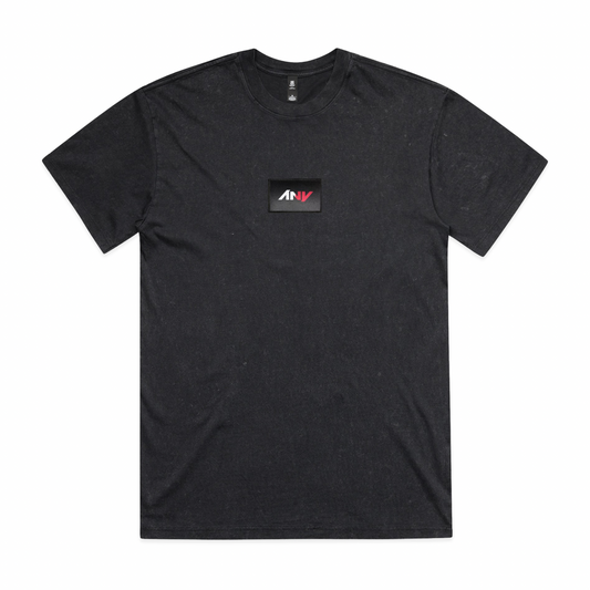 “Spectrum” Patched Heavy Faded Stone Wash Tee (Black)