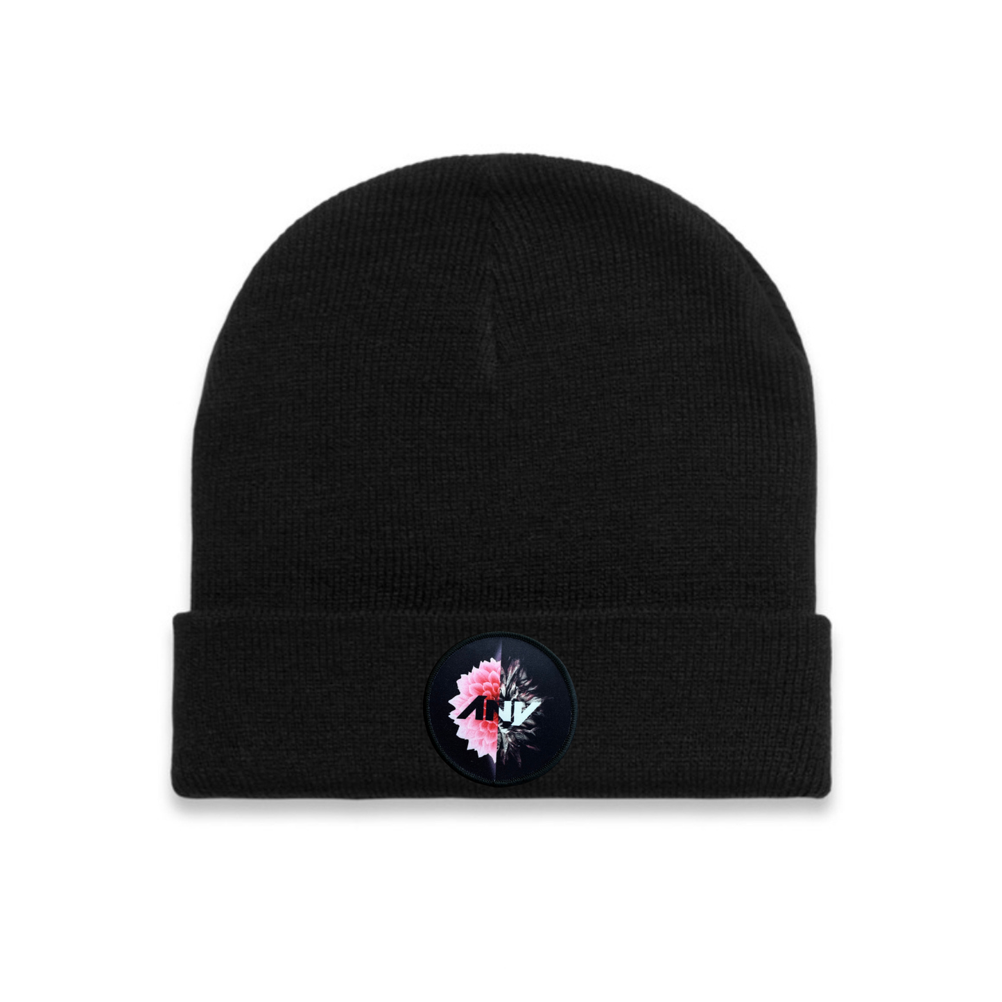 “Beauty & Brokenness” Patched Cuff Beanie (Black)