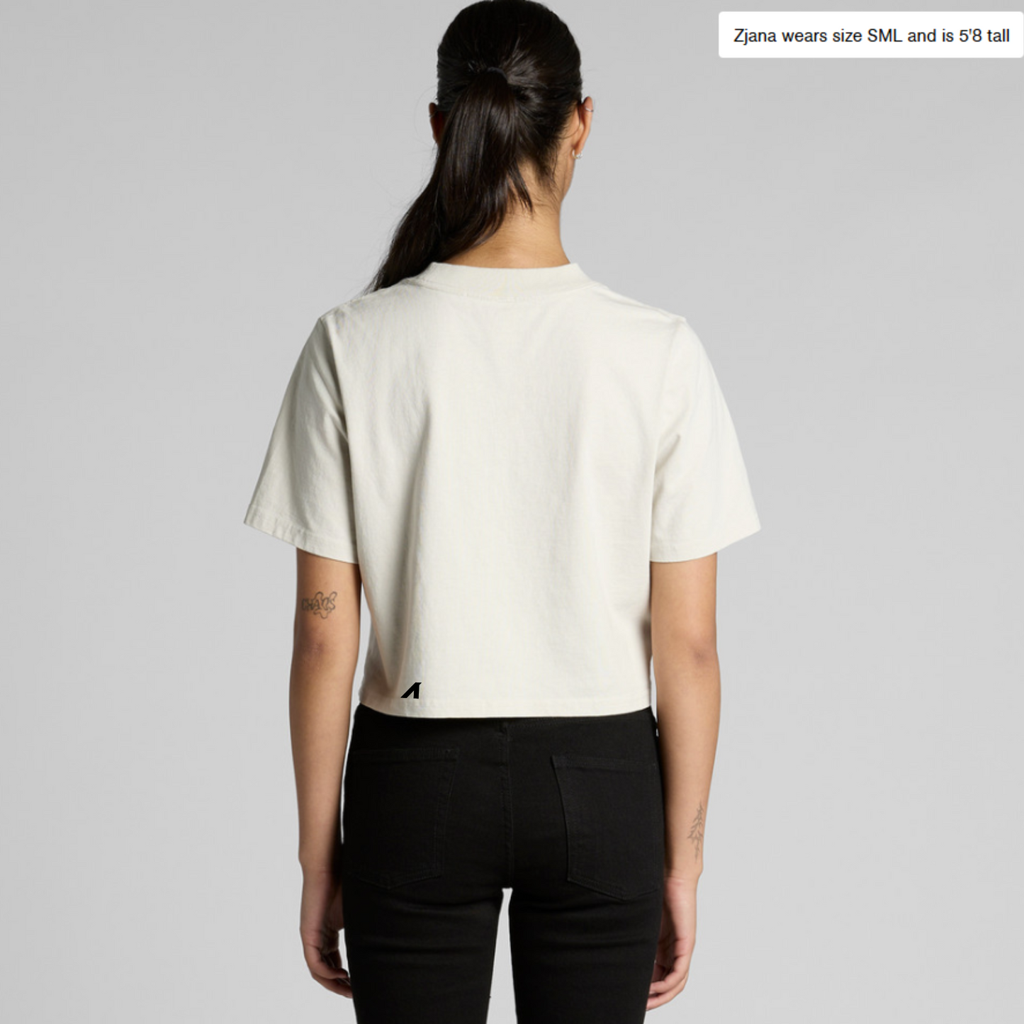 Wo's "A is for ANY" Patched Heavy Faded Crop Tee