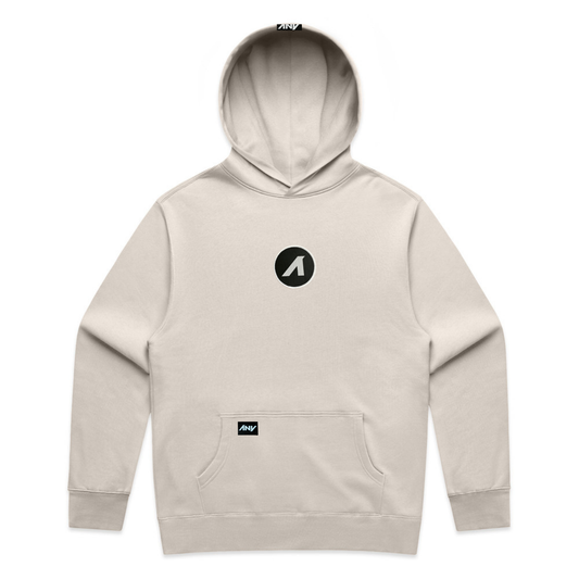 "A is for ANY" Patched Relax Hoodie (Bone)