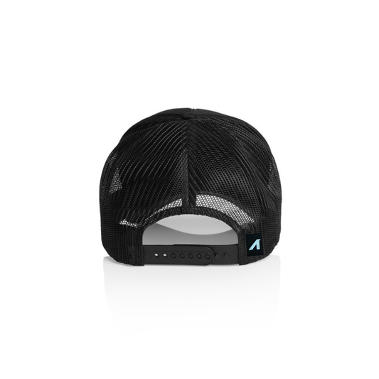 “Prism Heart” Patched Frame Foam Trucker (Black)