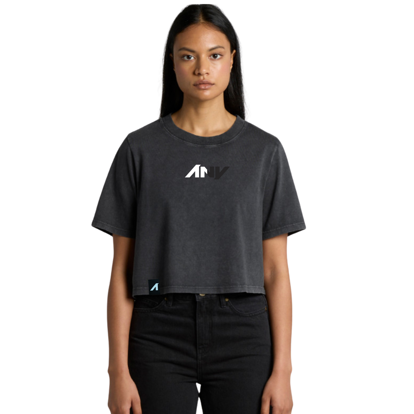 Wo’s “Spectrum” Stone Wash Heavy Crop (Black)