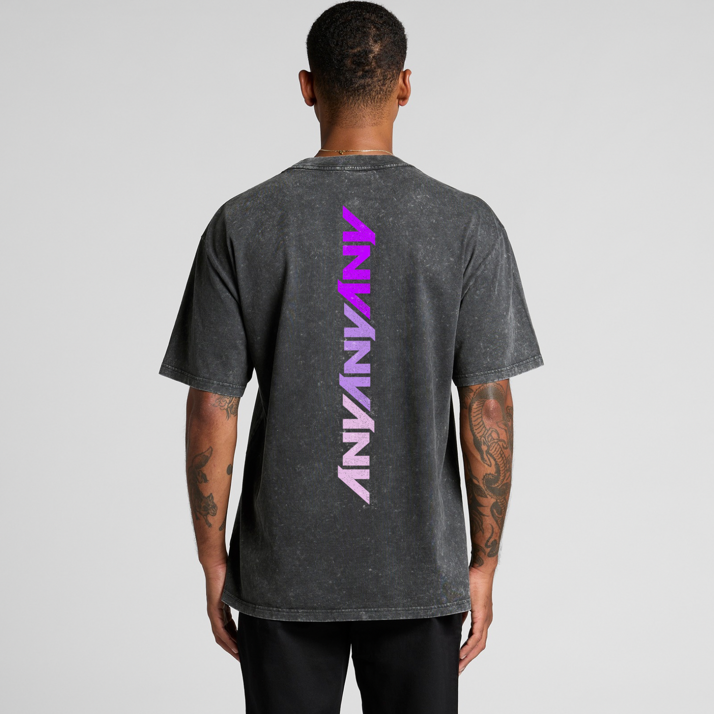 “Spectrum” Heavy Faded Stone Wash Tee (Black/Purple)