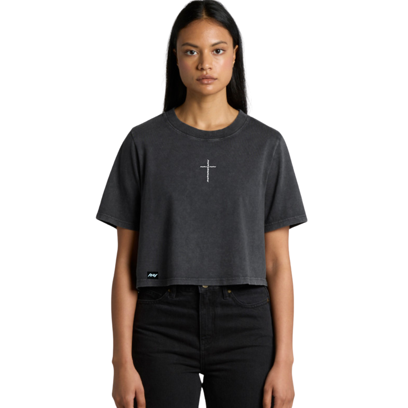 The Wo's "ANY Cross" Stone Wash Heavy Crop