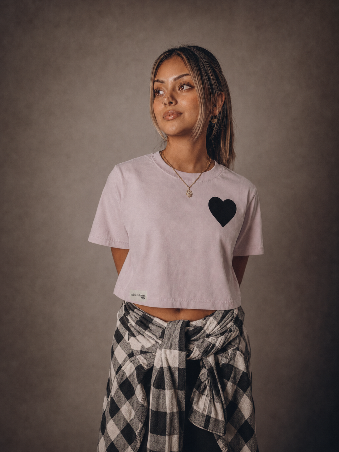 Wo’s "Love is Strength" Classic Crop Tee (Orchid/Black)