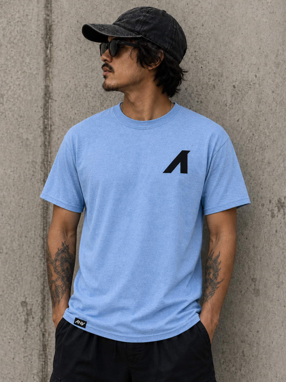 "A is for ANY" Unisex CVC Heather Short Sleeve Tee (Carolina Blue)