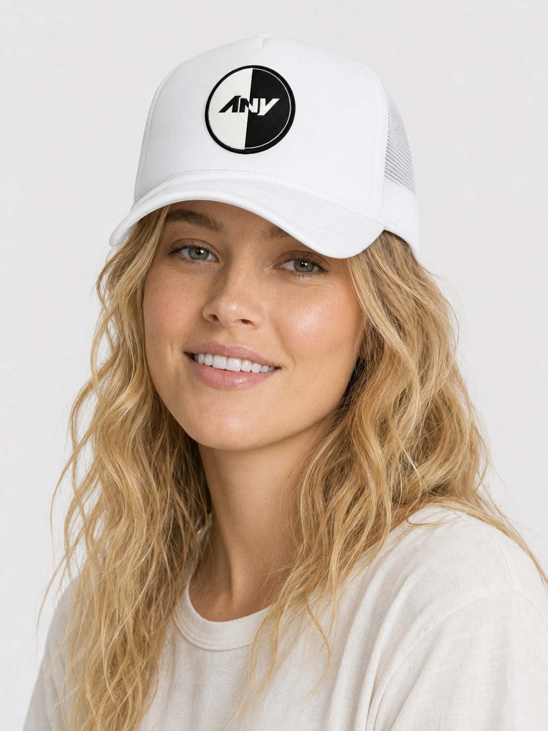 “Duality” Patched Frame Foam Trucker (White)