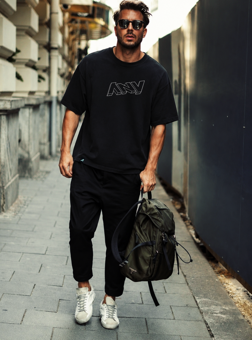 Men’s “3D ANY Who Call” Heavy Faded Tee (Black)
